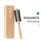 kf H91084eaf1c2d4b4ea1275dcdbf84aa05k MR GREEN Boar Bristles Hair Brush Round Styling Curling Roll Hairbrush Natural Wooden Detangling Comb for